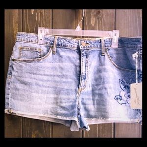 Denim embroidered shorts